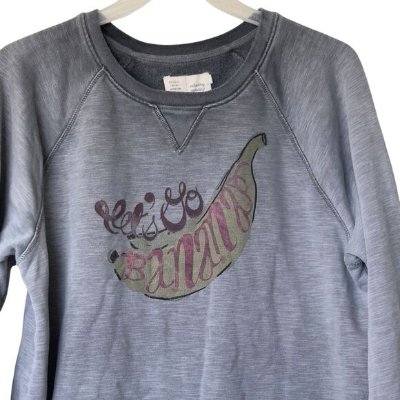 Anthropologie Saturday Sunday Sweatshirt Women's L Gray Burnout Let's Go Bananas - Picture 4 of 15